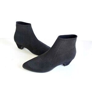 EILEEN FISHER Women's Black Purl Recycled Stretch Knit Sock Booties Sz 7.5